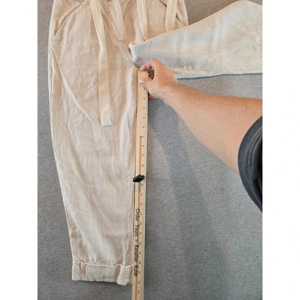 Wilfred Allant Cuffed Cropped Pants Women 0 Beige Linen Blend Resort Lightweight
